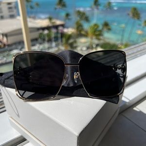 Gucci GG 1020S-001 Double Gradient Gold/green Metal Square Women Sunglasses